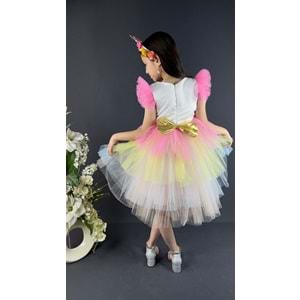 Renkli Pul Payet Tokalı Kız Çocuk Parti Elbisesi