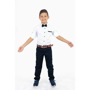 Erkek Çocuk Oxford Gömlekli Gabardin Pantolonlu Kumaş Takım SB322A