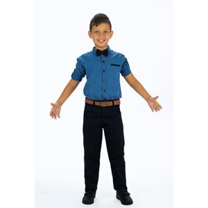 Erkek Çocuk Oxford Gömlekli Gabardin Pantolonlu Kumaş Takım SB322A