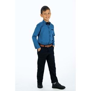 Erkek Çocuk Oxford Gömlekli Gabardin Pantolonlu Kumaş Takım SB322A