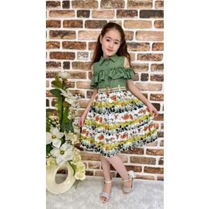 Yaka Yazlık Kız Çocuk Elbise