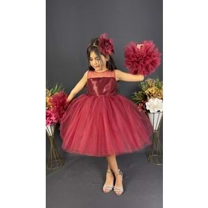 Tütü Etekli Ponpon Kollu Kız Çocuk Payetli Özel Gün Abiye