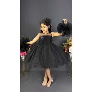 Tütü Etekli Ponpon Kollu Kız Çocuk Payetli Özel Gün Abiye