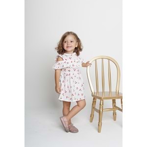 Pamuk Yazlık Rahat Kalıp Kız Çocuk Elbise SB406