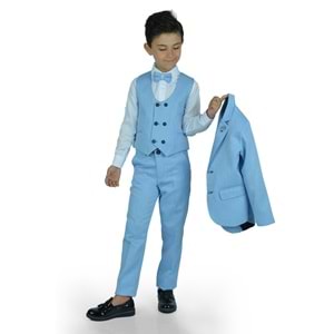 Erkek Çocuk Yelek, Pantolon , Gömlek , Papyon ve Caket Tam Takım Elbise SB523