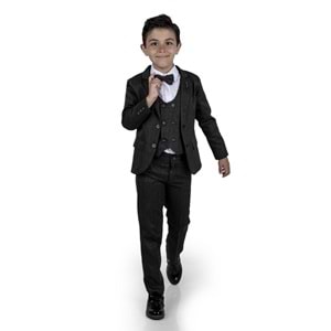 Erkek Çocuk Yelek, Pantolon , Gömlek , Papyon ve Caket Tam Takım Elbise SB523