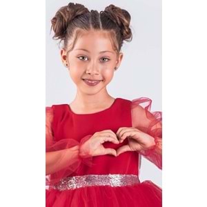 Kız Çocuk Tül Kumaş Abiye Elbise SB534