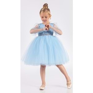 Kız Çocuk Tül Kumaş Abiye Elbise SB534