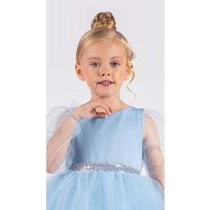 Kız Çocuk Tül Kumaş Abiye Elbise SB534
