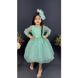 Parlak Dantel Kız Çocuk Elbise SB538