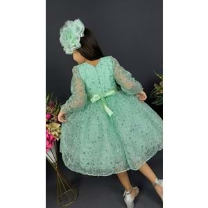 Parlak Dantel Kız Çocuk Elbise SB538