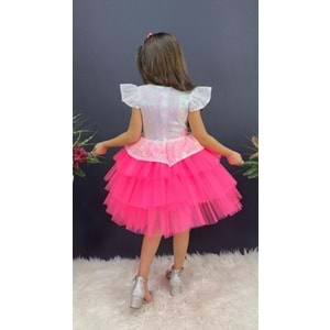 Kız Çocuk Payetli Taçlı Doğum Günü Elbise SB555