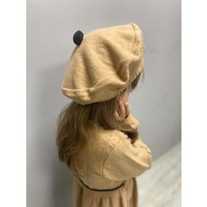 Şapkalı Kışlık Kaşe Kız Çocuk Elbise SB559