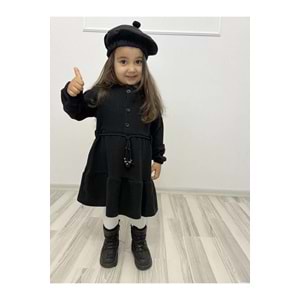Şapkalı Kışlık Kaşe Kız Çocuk Elbise SB559