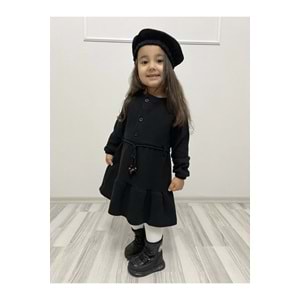 Şapkalı Kışlık Kaşe Kız Çocuk Elbise SB559