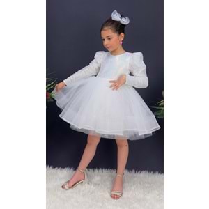 Payetli Tütülü Kız Çocuk Uzun Kol Parti, Doğum Günü, Özel Gün Abiye