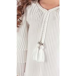 Kız Çocuk Boydan Krep Pliseli Elbise SB595