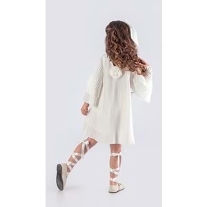 Kız Çocuk Boydan Krep Pliseli Elbise SB595