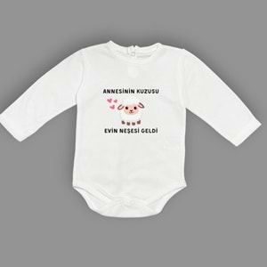 Kuzu Baskılı Esprili Unisex Bebek Badi SB637