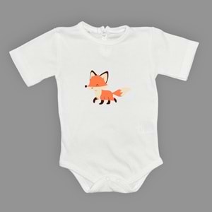 Tilki Motif Unisex Penye Bebek Body SB642