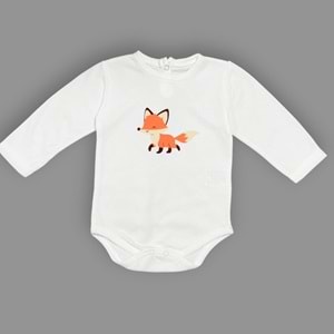 Tilki Motif Unisex Penye Bebek Body SB642