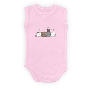 Kedi Baskılı Kız, Erkek Alttan Çıtçıtlı Body S646
