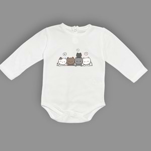 Kedi Baskılı Kız, Erkek Alttan Çıtçıtlı Body S646