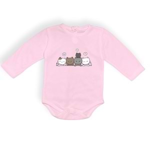 Kedi Baskılı Kız, Erkek Alttan Çıtçıtlı Body S646
