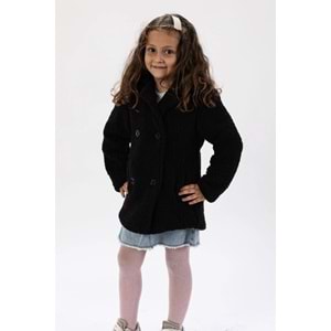 Pelüş Cepli Kız Çocuk Kışlık Mont