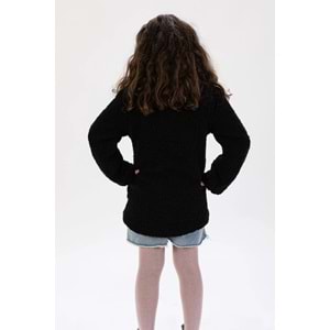 Pelüş Cepli Kız Çocuk Kışlık Mont