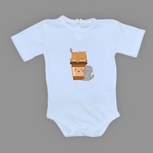 Kedi Baskılı Bebek Badi SB659