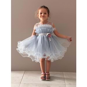 Kız Çocuk Organze Tütü Etek Aksesuarlı Elbise SB285