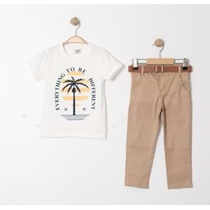 Thsirts, Gömlek Ve Kemerli Pantolon 3lü Erkek Çocuk Takım SB4136