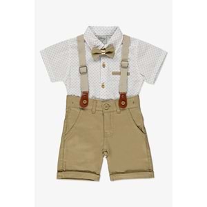 Gabardin Şort, Gömlek, Askı Ve Papyon Set Erkek Çocuk Takım SB6298