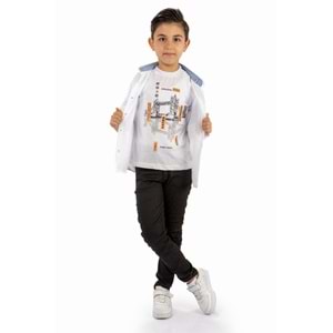 Pantolon , T-Shirt 3Parça Pamuklu Erkek Çocuk Takım SB965
