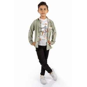 Pantolon , T-Shirt 3Parça Pamuklu Erkek Çocuk Takım SB965