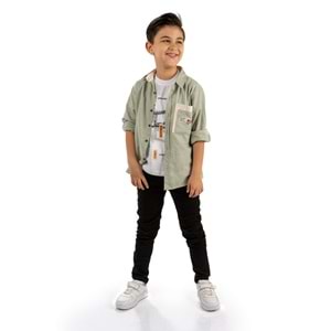 Pantolon , T-Shirt 3Parça Pamuklu Erkek Çocuk Takım SB965