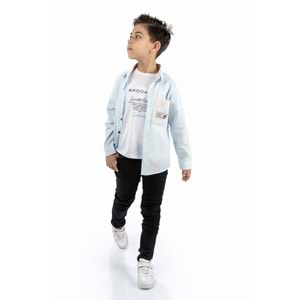Pantolon , T-Shirt 3Parça Pamuklu Erkek Çocuk Takım SB965
