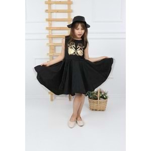 Şapkalı Kanatlı Kız Çocuk Elbise