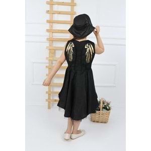 Şapkalı Kanatlı Kız Çocuk Elbise