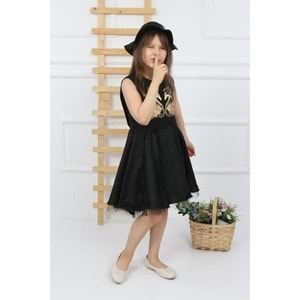 Şapkalı Kanatlı Kız Çocuk Elbise