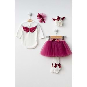 Kız Bebek Tütü Etekli Badili Melek Kanat Takım SB1122