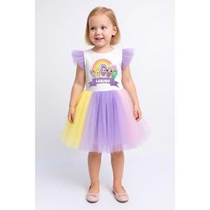 Renkli Tütü Etekli Kız Çocuk Elbise