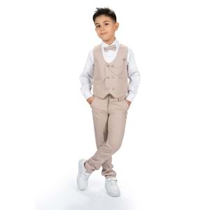 Erkek Çocuk Yelek , Pantolon, Gömlek, Papyon Ve Zincirli Smokin Takım Elbise SYM0272