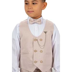 Erkek Çocuk Yelek , Pantolon, Gömlek, Papyon Ve Zincirli Smokin Takım Elbise SYM0272