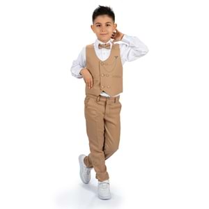 Erkek Çocuk Yelek , Pantolon, Gömlek, Papyon Ve Zincirli Smokin Takım Elbise SYM0272