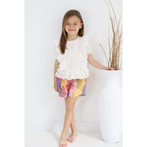 Şortlu Pamuk Dokuma Kız Çocuk Takım