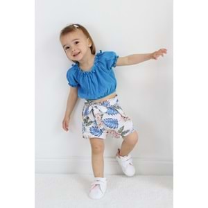 Müslin Kumaş Şortlu Kız Çocuk Takım