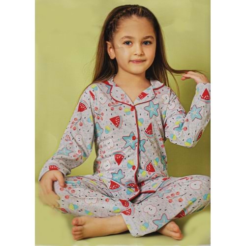 Penye Kumaş Uzun Pantolonlu , Uzun Kol Tişört Kız Çocuk Pijama Takım