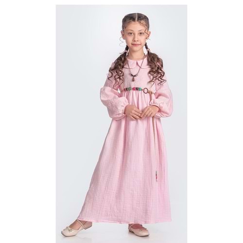 Tesettür Kız Çocuk Müslin Kumaş Elbise SB705